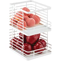 mDesign Recipiente de cocina para fruta – Fruteros de cocina apilables con abertura frontal – Cesta de metal ideal para…